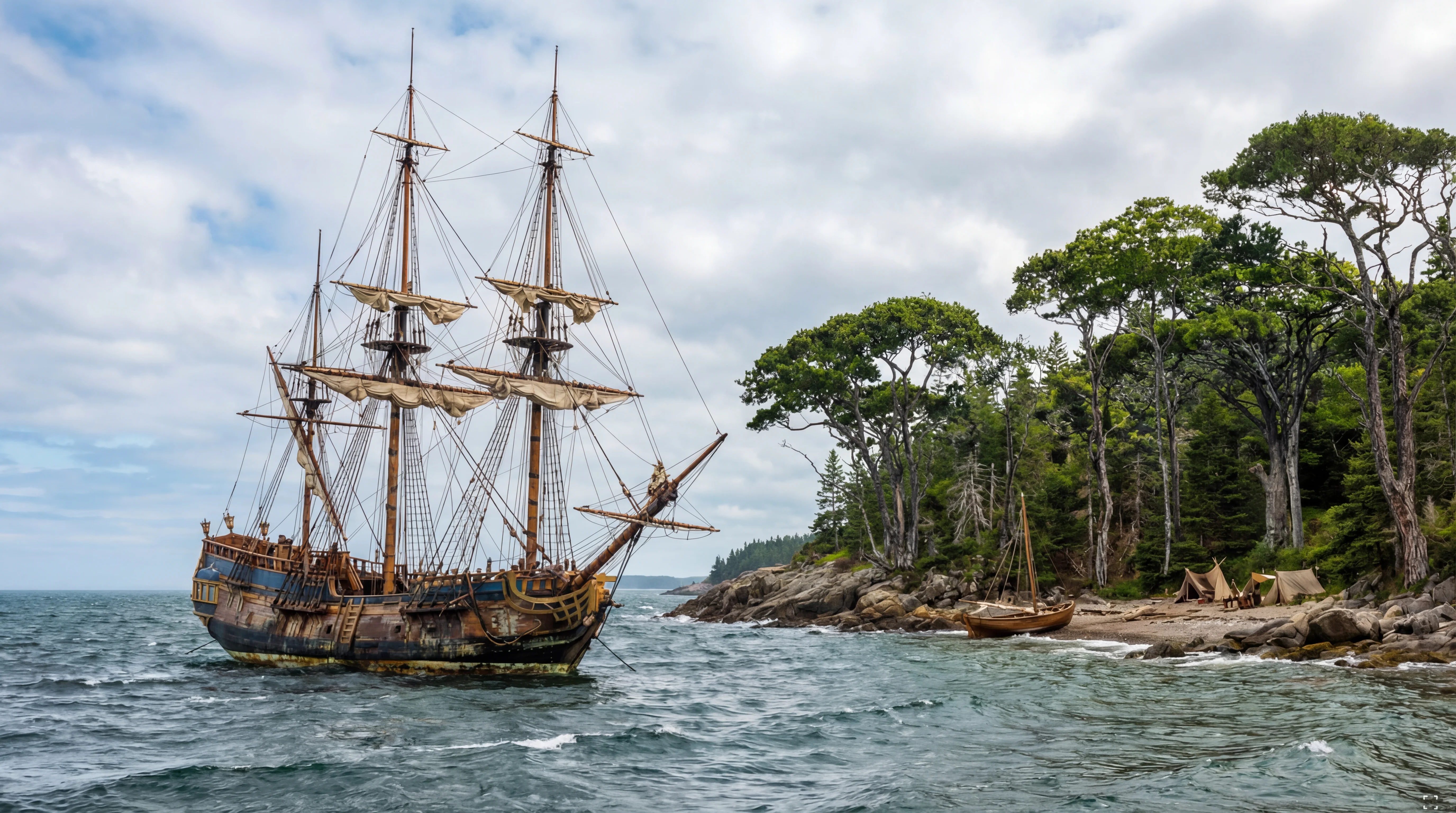 Oak Island aerial view showing the mysterious Money Pit location