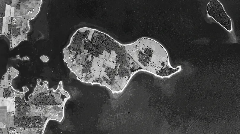 Oak Island photographed from the air