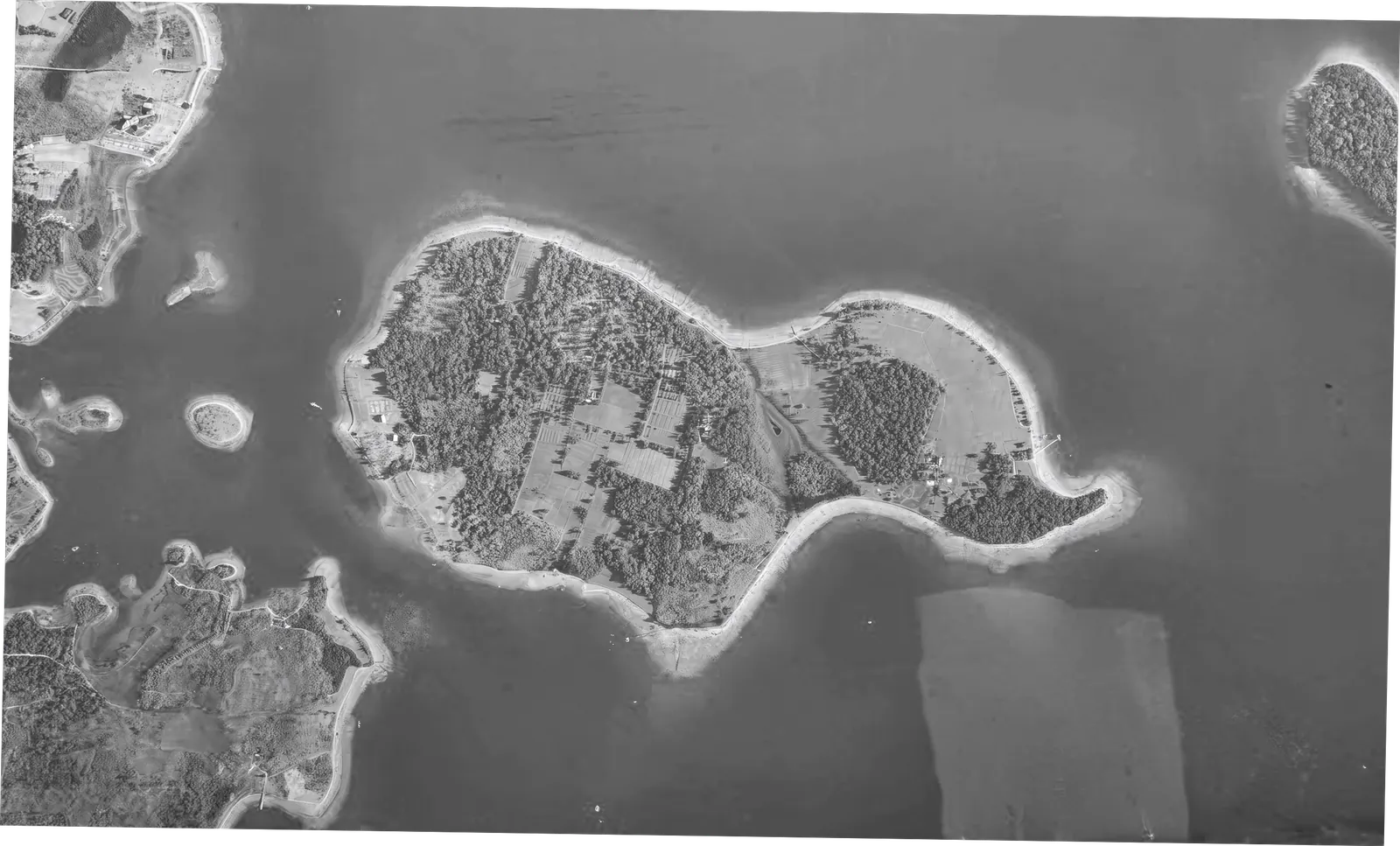 Aerial photograph of Oak Island, Nova Scotia, 1945
