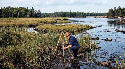Fred Nolan, the Oak Island Surveyor (AI-assisted historical reconstruction, not a photograph)