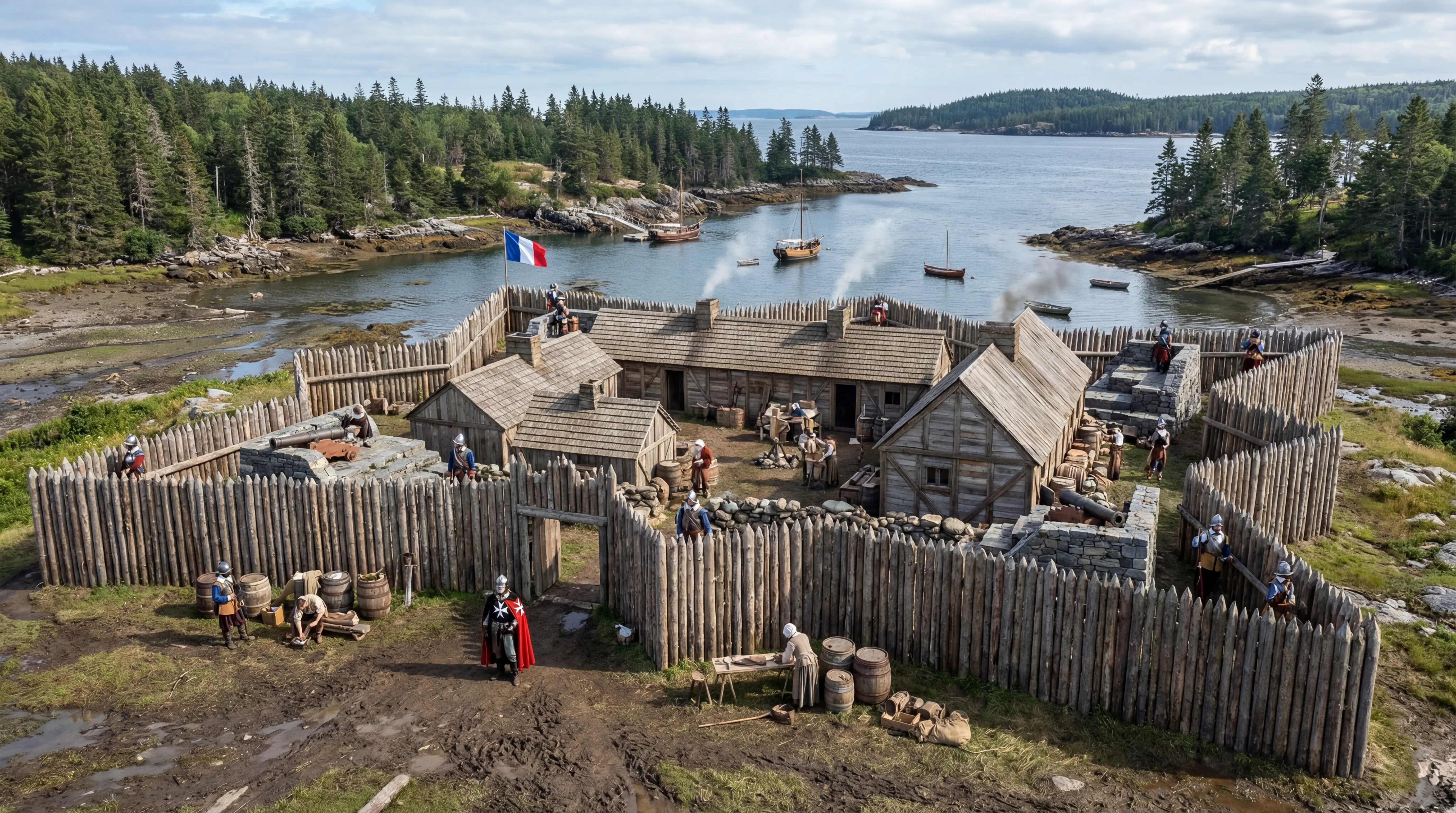Impression of the Fortress of Sainte-Marie-de-Grace at La Have, based on drawings and the model in the Fort Point Museum (Corjan Mol)