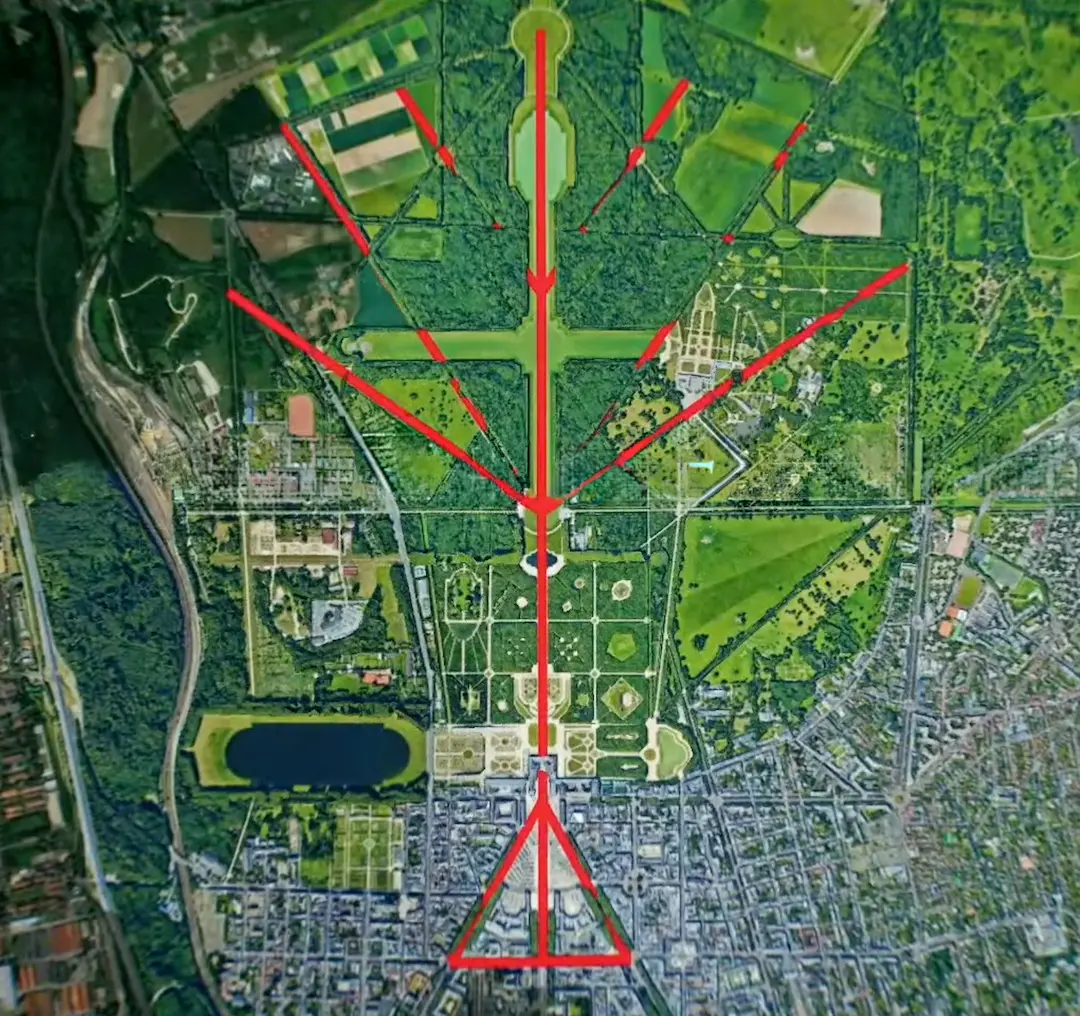 The giant Menorah concealed in the ground plan of the Ch&acirc;teau de Versailles