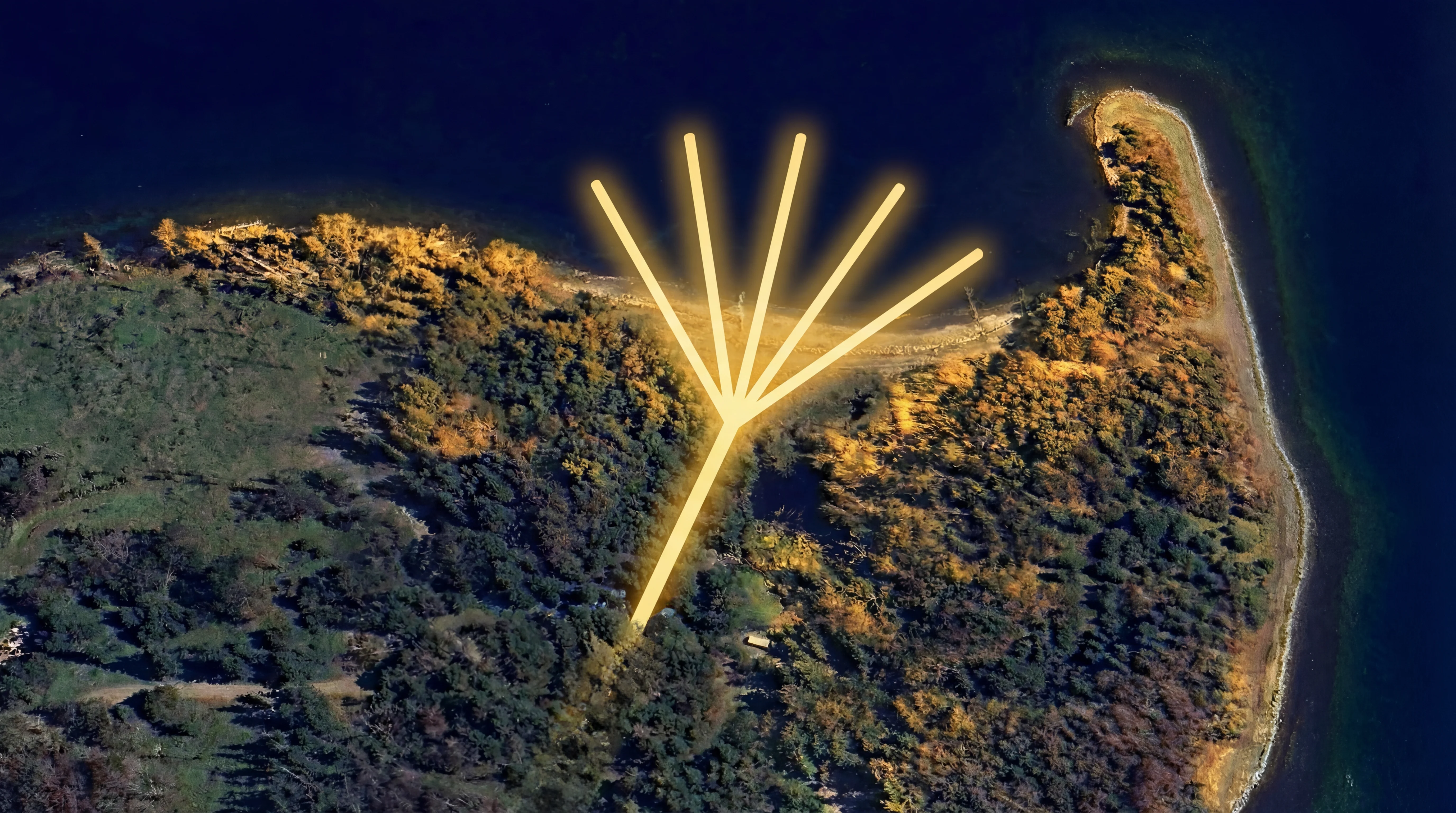 Schematic of the 5 converging box drains in Smiths Cove, Oak Island.