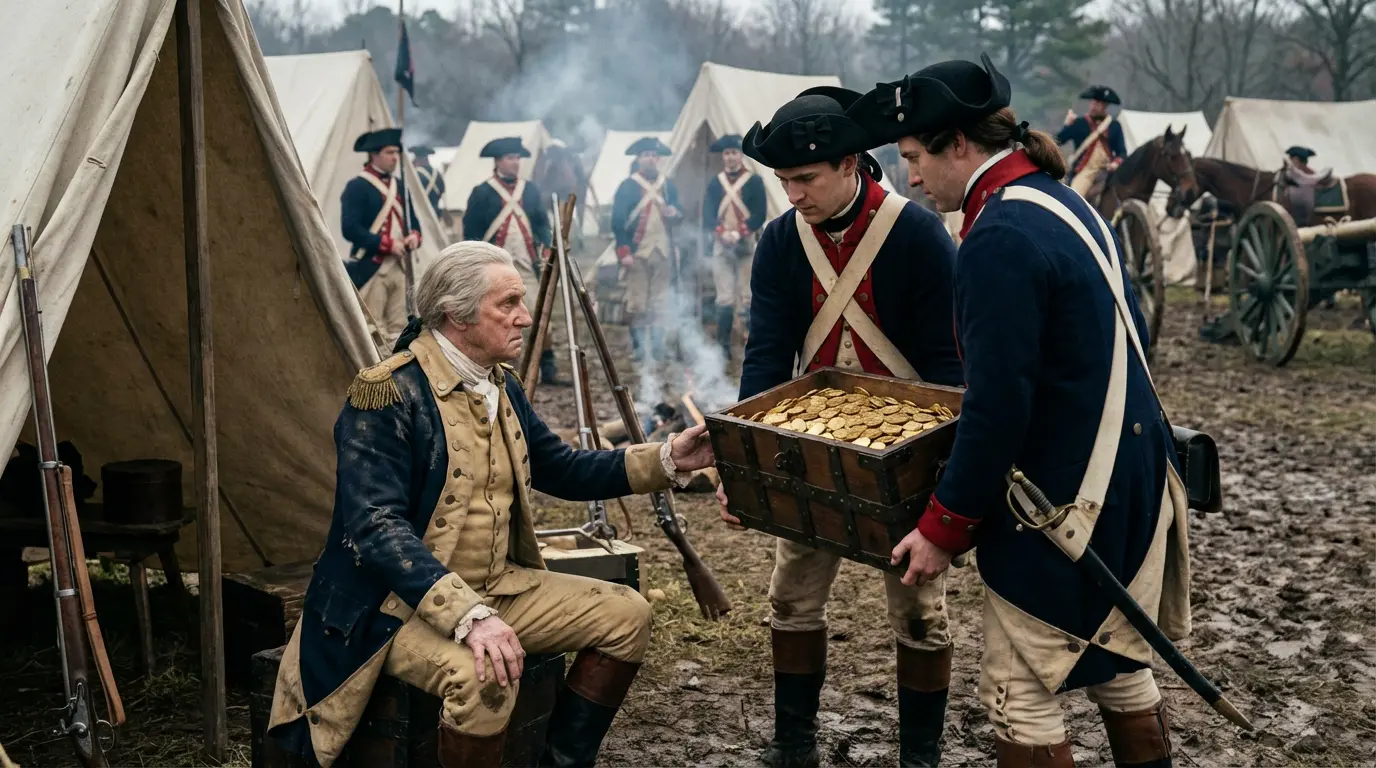 The Secret Treasury of the American Revolution (AI-assisted historical reconstruction, not a photograph)