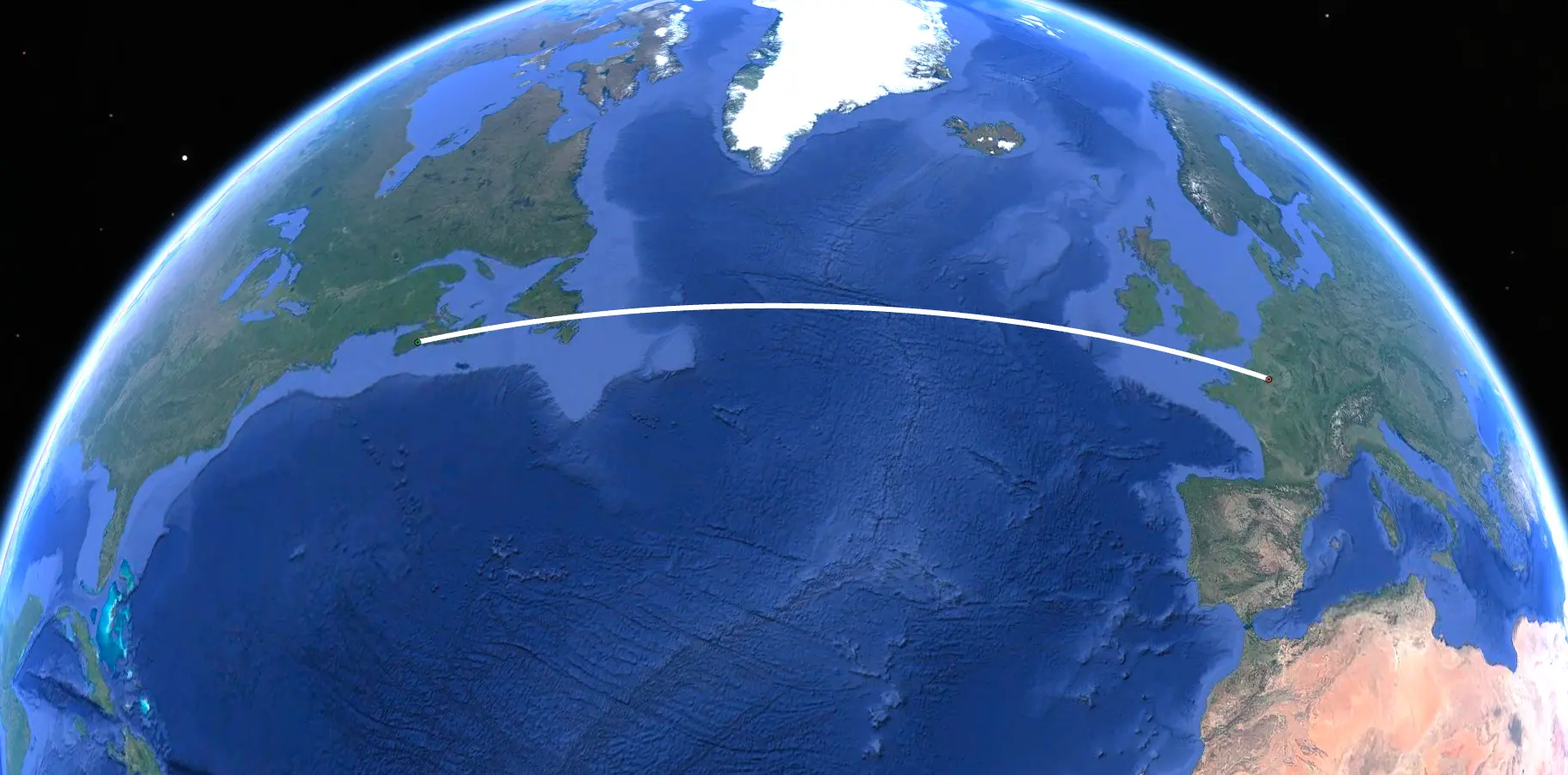 The Alignment from Nolan's Cross on Oak Island to Versailles, following the curvature of the earth in a great circle.