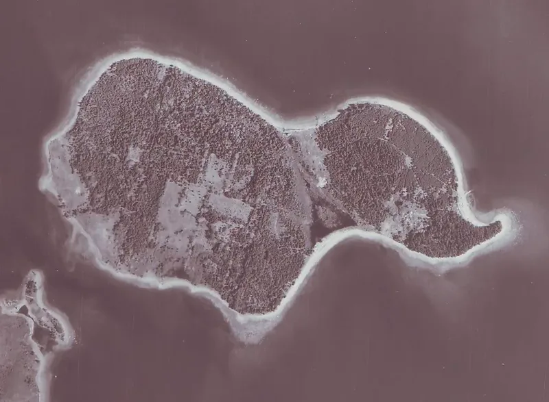 Aerial photograph of Oak Island, Nova Scotia, 1965