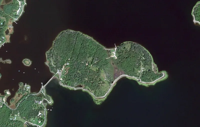 Aerial photograph of Oak Island, Nova Scotia, 2013