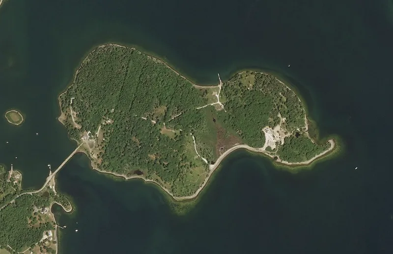 Aerial photograph of Oak Island, Nova Scotia, 2017