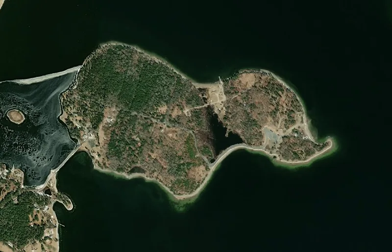 Aerial photograph of Oak Island, Nova Scotia, 2022