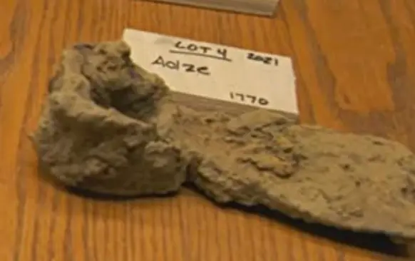 Adze Head — colonial artifact. found at Island General, Oak Island. Dated: 1620-1740 (blacksmith analysis)