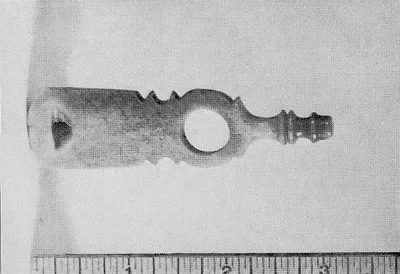 Boatswain's whistle (bone/ivory) — Oak Island artifact