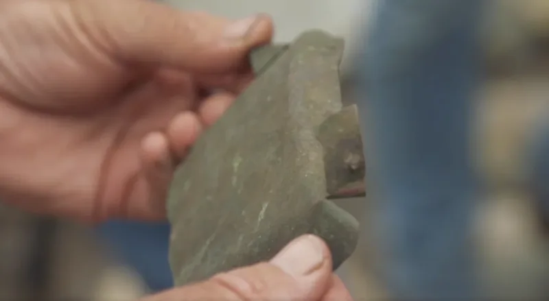 Copper sheathing (Lot 4 beach), Pre-Discovery Material found at Shoreline, Oak Island, Nova Scotia. Dated: Mid-1600s to mid-1700s by Gary Drayton; possibly as early as the 1100s by Carmen Legge (primitive rolling, visible impurities)