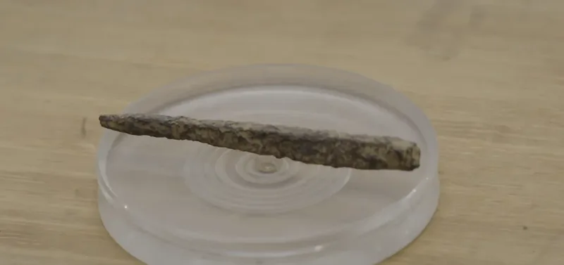 Handmade nail (barrel or treasure chest), Colonial Artifact found at Island General, Oak Island, Nova Scotia. Dated: 1600s-1700s