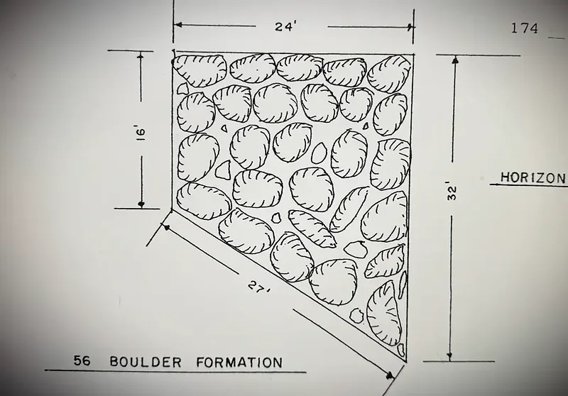 Quadrilateral boulder formation — Pre-Discovery Structure found at Other, Oak Island, Nova Scotia. Dated: Before 1795