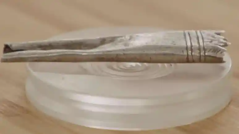 Silver tassel piece (90% silver) — prediscovery artifact. found at Island General, Oak Island. Dated: Unknown - ancient (pre-colonial)