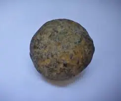 Stone Shot (Money Pit) — colonial artifact. found at Money Pit, Oak Island. Dated: 15th-16th century