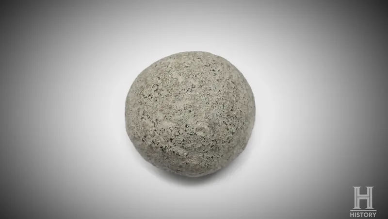 Stone Shot (Peacock 1) — Medieval Artifact found at Money Pit, Oak Island, Nova Scotia. Dated: 14th-15th century