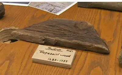 Trapezoid-Shaped Wood Piece — Oak Island artifact