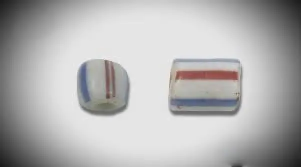 Venetian glass beads (multiple) — medieval artifact. found at Island General, Oak Island. Dated: 15th-16th century