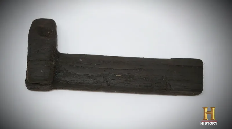 Wooden T-square or Masonic tool recovered from the swamp