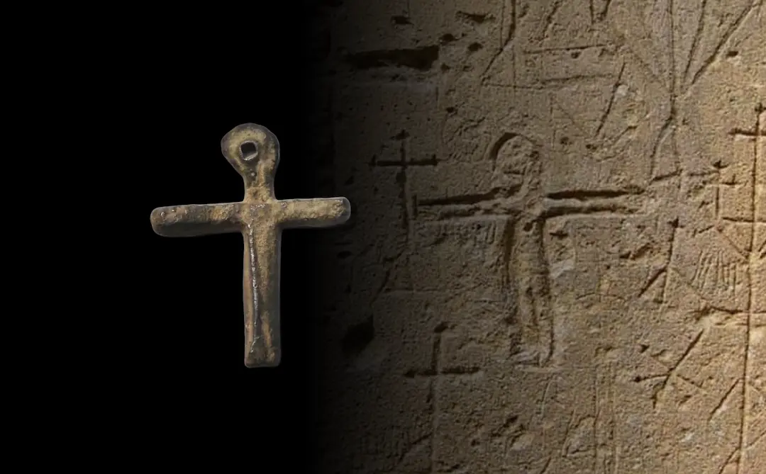 The Oak Island lead cross matched with the carving of a crucifix in the wall of the Templar prison in Domme, France
